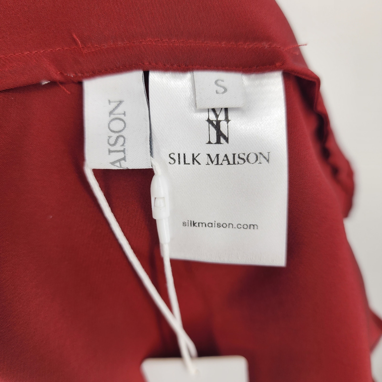 Silk Maison Cleopatra Bridal Silk Maxi Dress Front Slit In Burgundy Size Small — image 5 of 8
